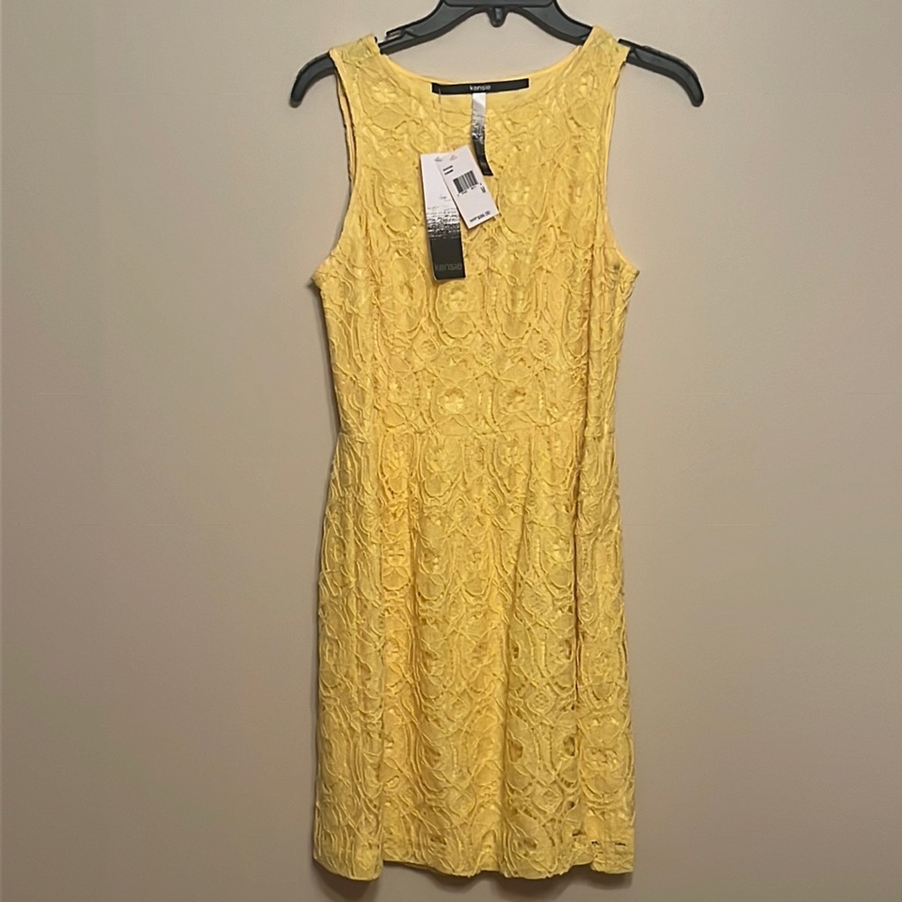 NWT yellow Kensie dress lace. Size medium